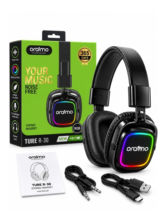 Oraimo TURE R-30 — беспроводные наушники с RGB-подсветкой, стереогарнитура