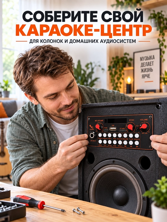 Караоке MP3-модуль JQ-D153BT с усилителем, Bluetooth, USB, AUX и микрофоном