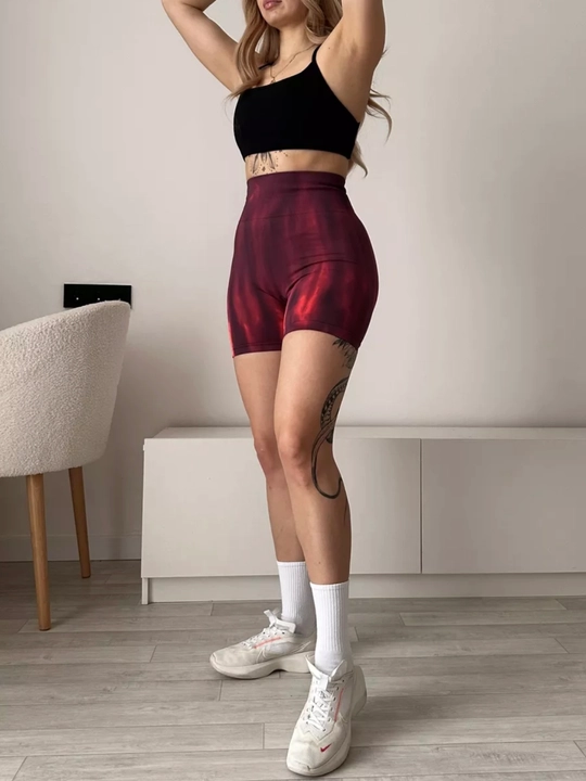 Шорты спортивные, велосипедки, Push-up, Tie-dye, с высокой посадкой, утягивающие