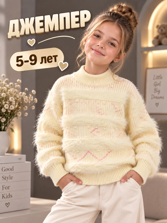 Детская одежда, джемпер для девочек, джемпер, 5-9 лет - 