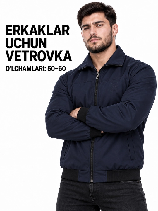 Erkaklar vetrovkasi — kuz va bahor uchun yengil kurtka, shamoldan himoya, zamonaviy dizayn