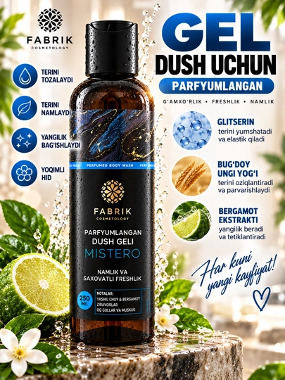 FABRIK MISTERO parfyumlangan dush geli, namlovchi va tetiklantiruvchi, 250 ml