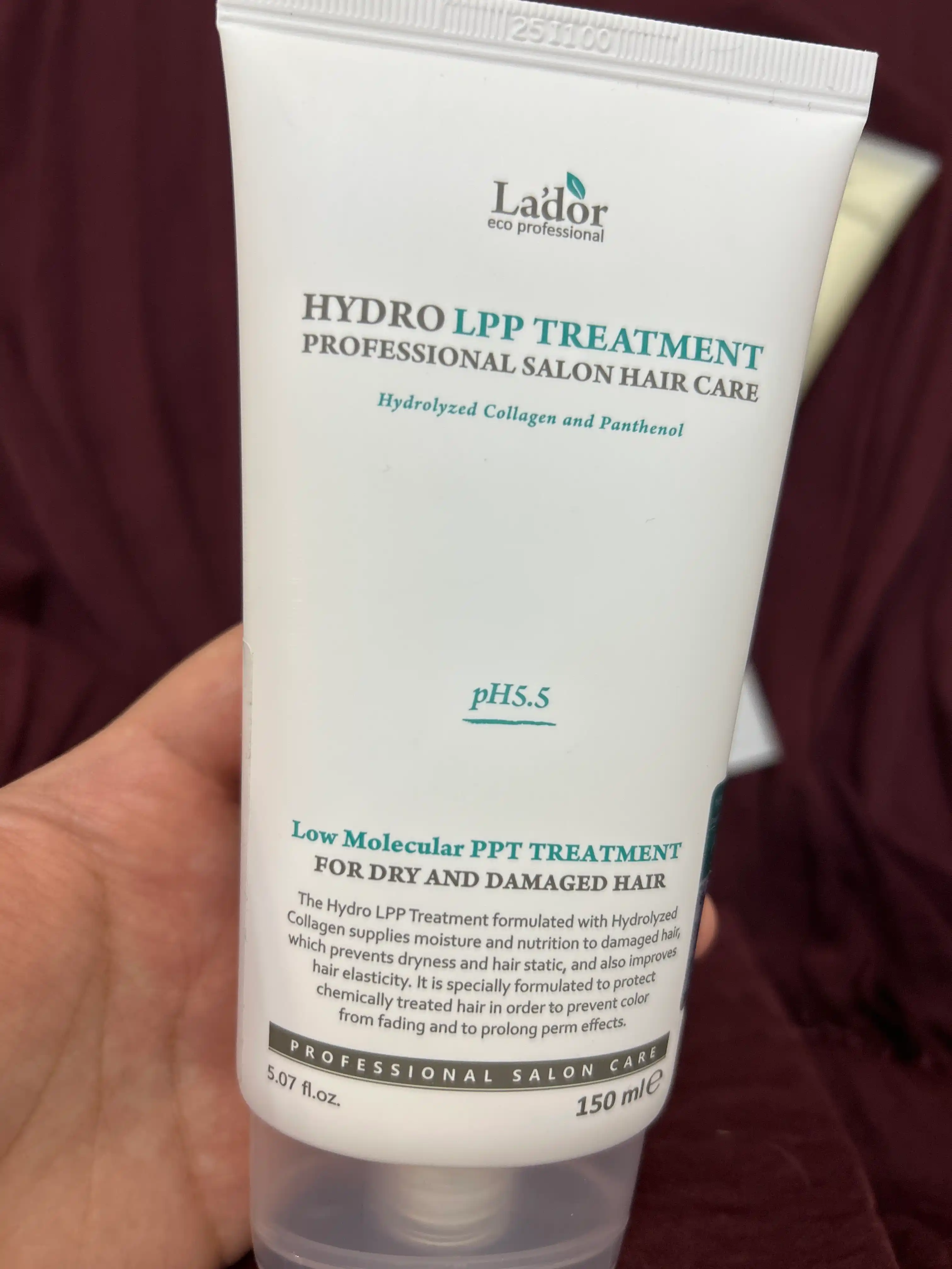 Shikastlangan va quruq sochlar uchun Lador Hydro LPP Treatment kollagenli niqobi