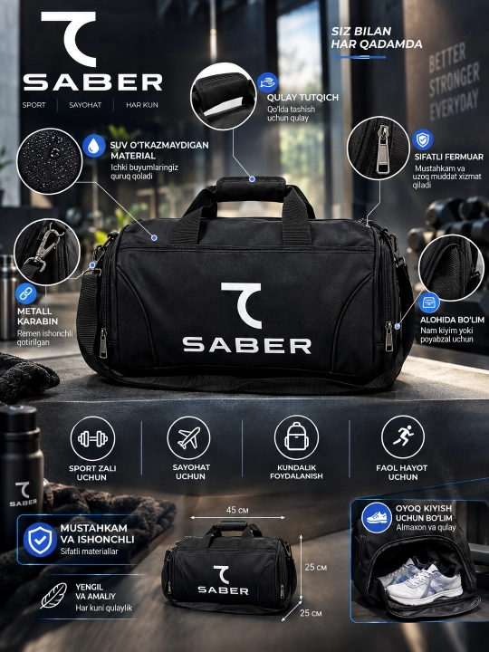 Спортивная сумка для мужчин и женщин, для спорта и отдыха 7SABER - 