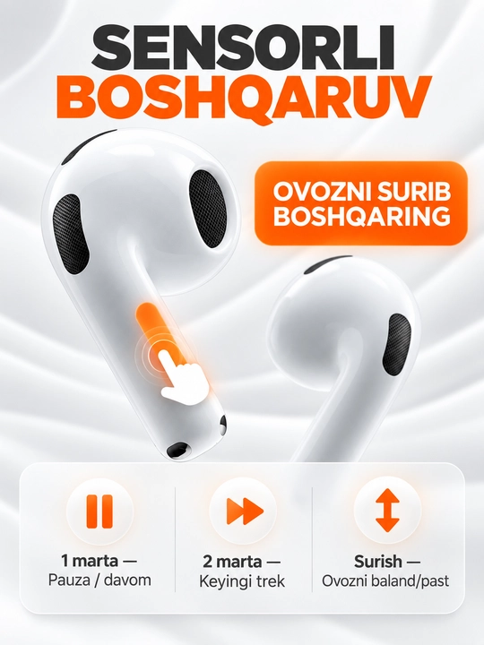 A Pods 4 ANC simsiz quloqchin, Bluetooth 5.3, iPhone va Android uchun, chexol sovg‘a