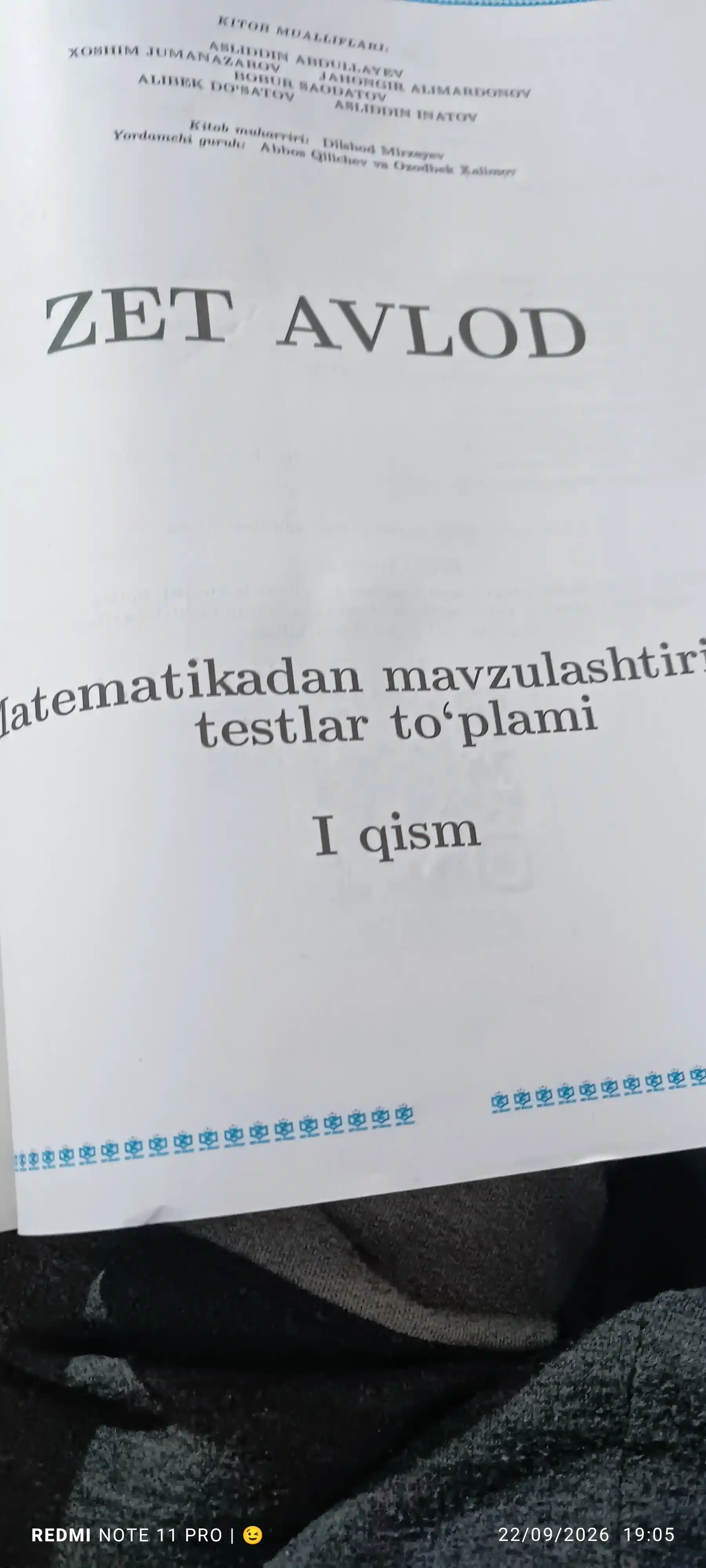 ЗЕТ АВЛОД МАТЕМАТИКА мавзулаштирилган тестлар то'плами