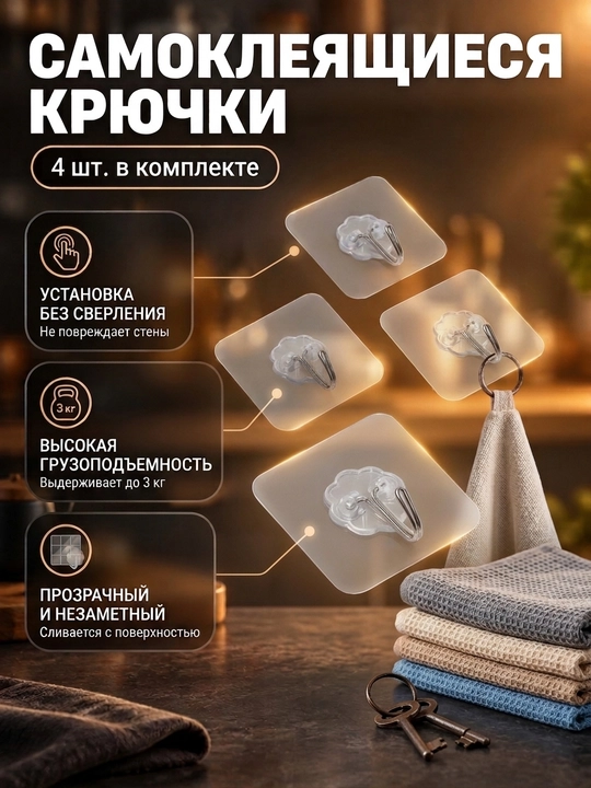 Devor uchun dekorativ ilmoqlar, kruchoklar, oʻzi yopishadigan,
