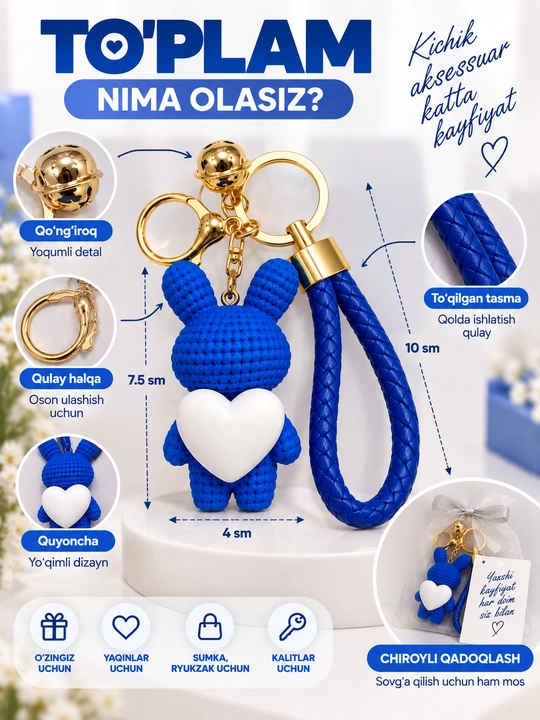 Kalitlar, sumka va ryukzak uchun tasmali va multqahramon figura tushirilgan silikon brelok