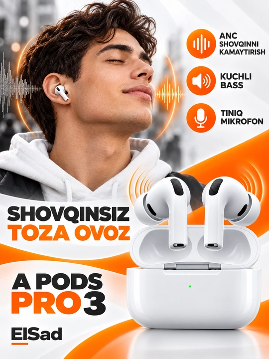A Pods Pro 3 беспроводные наушники, сенсорное управление, чехол, гарантия 12 мес
