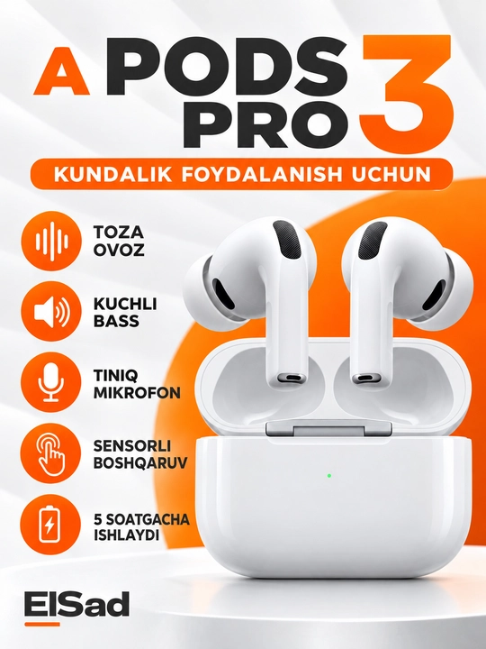A Pods Pro 3 беспроводные наушники, сенсорное управление, чехол, гарантия 12 мес