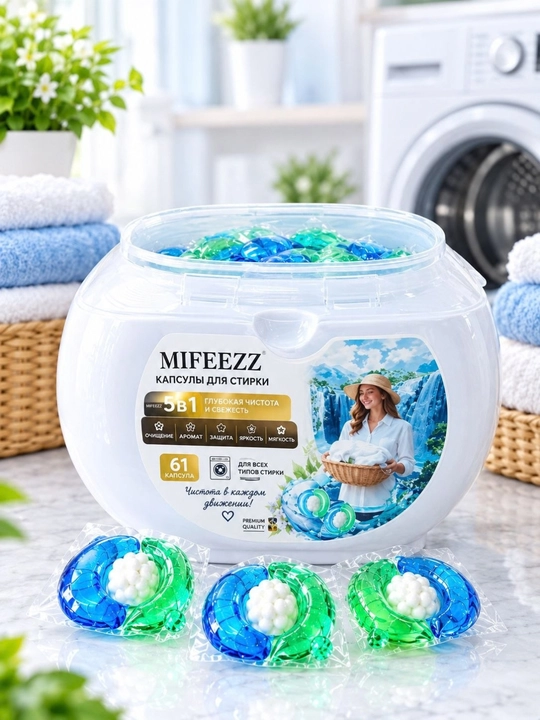Капсулы для стирки, MIFEEZZ, кондиционеры и отбеливатели, 61 шт