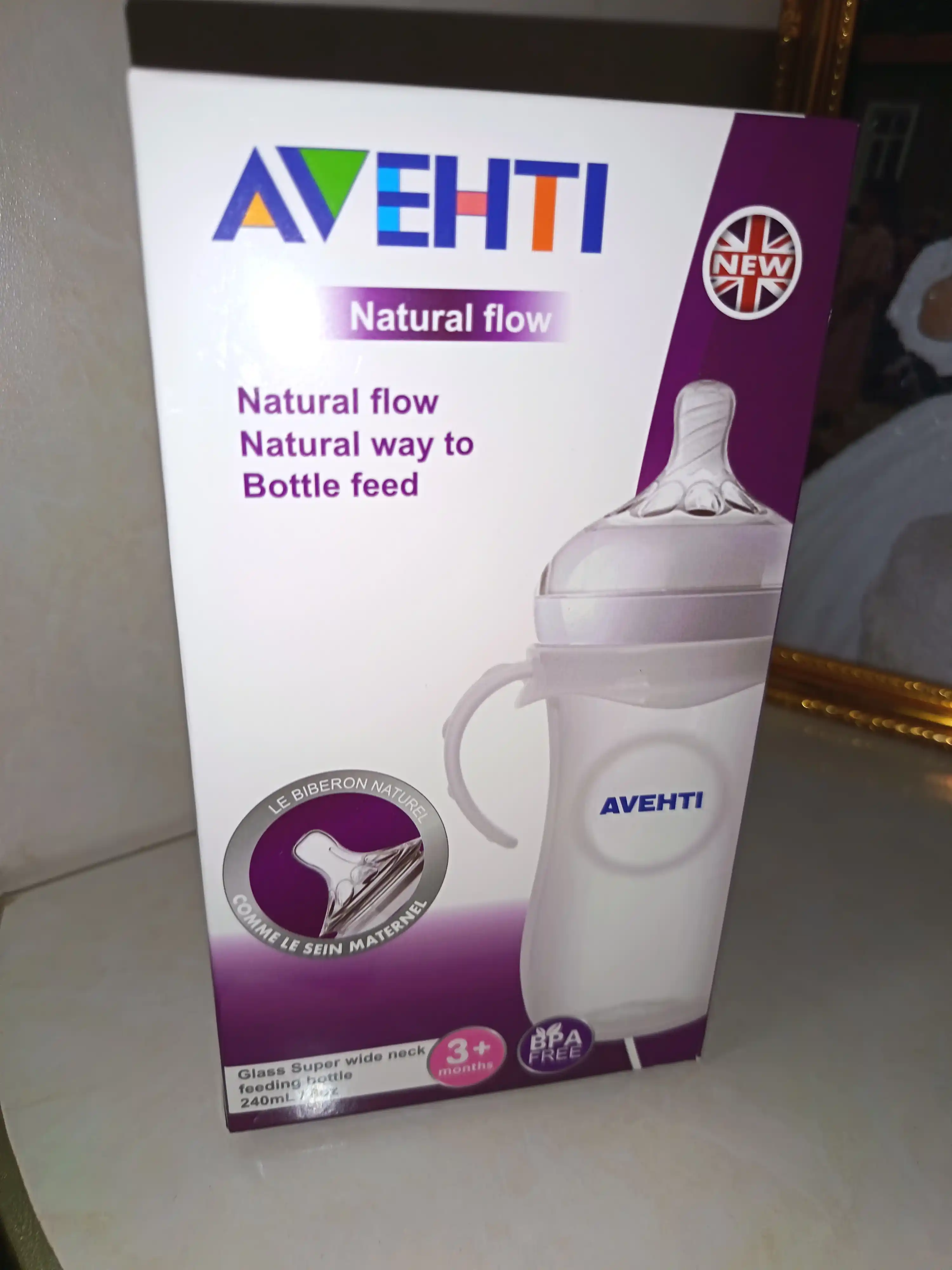 Bolalar oziqlantirish uchun shisha, tutqich bilan, 240, 120 ml