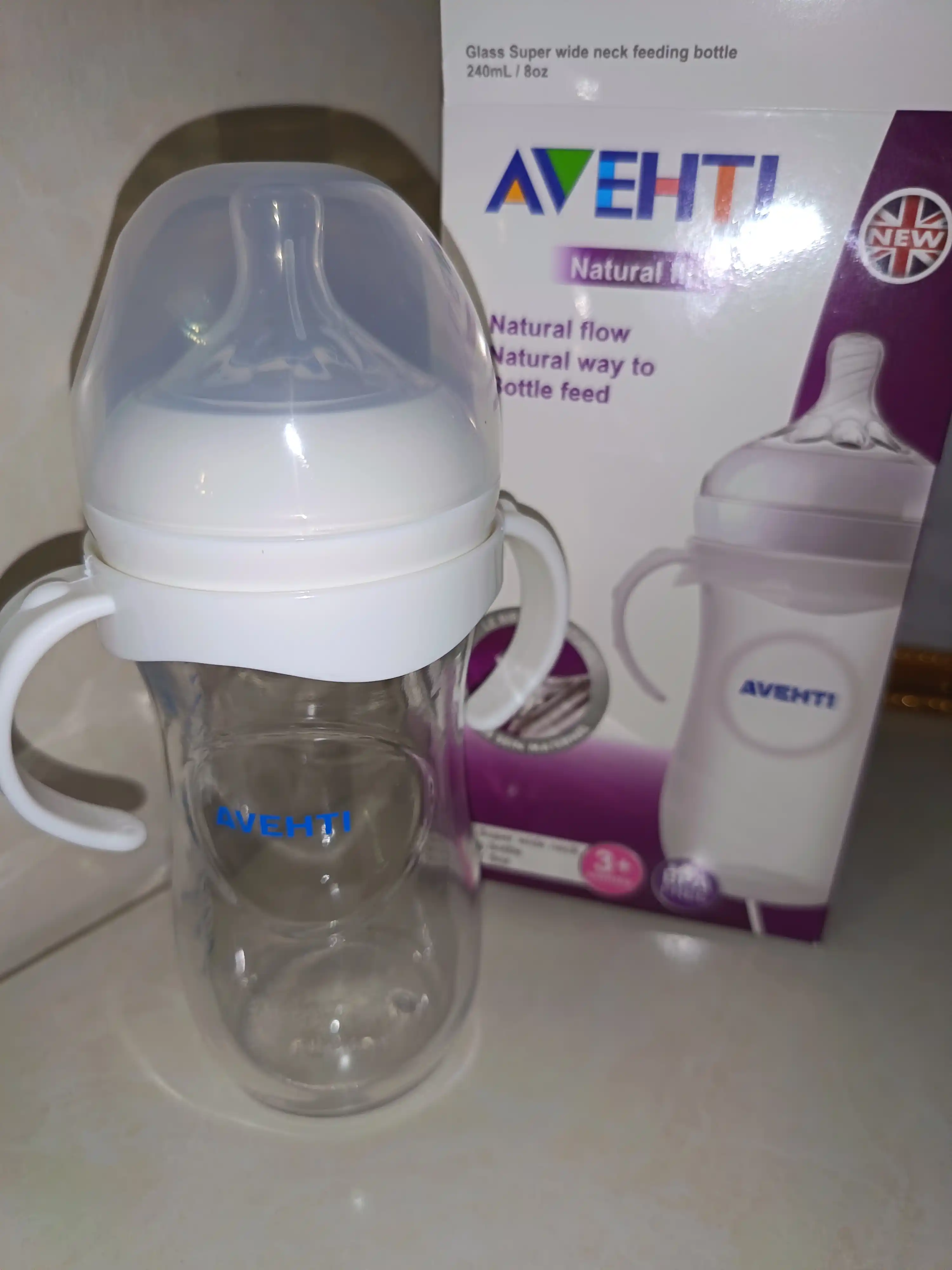 Bolalar oziqlantirish uchun shisha, tutqich bilan, 240, 120 ml