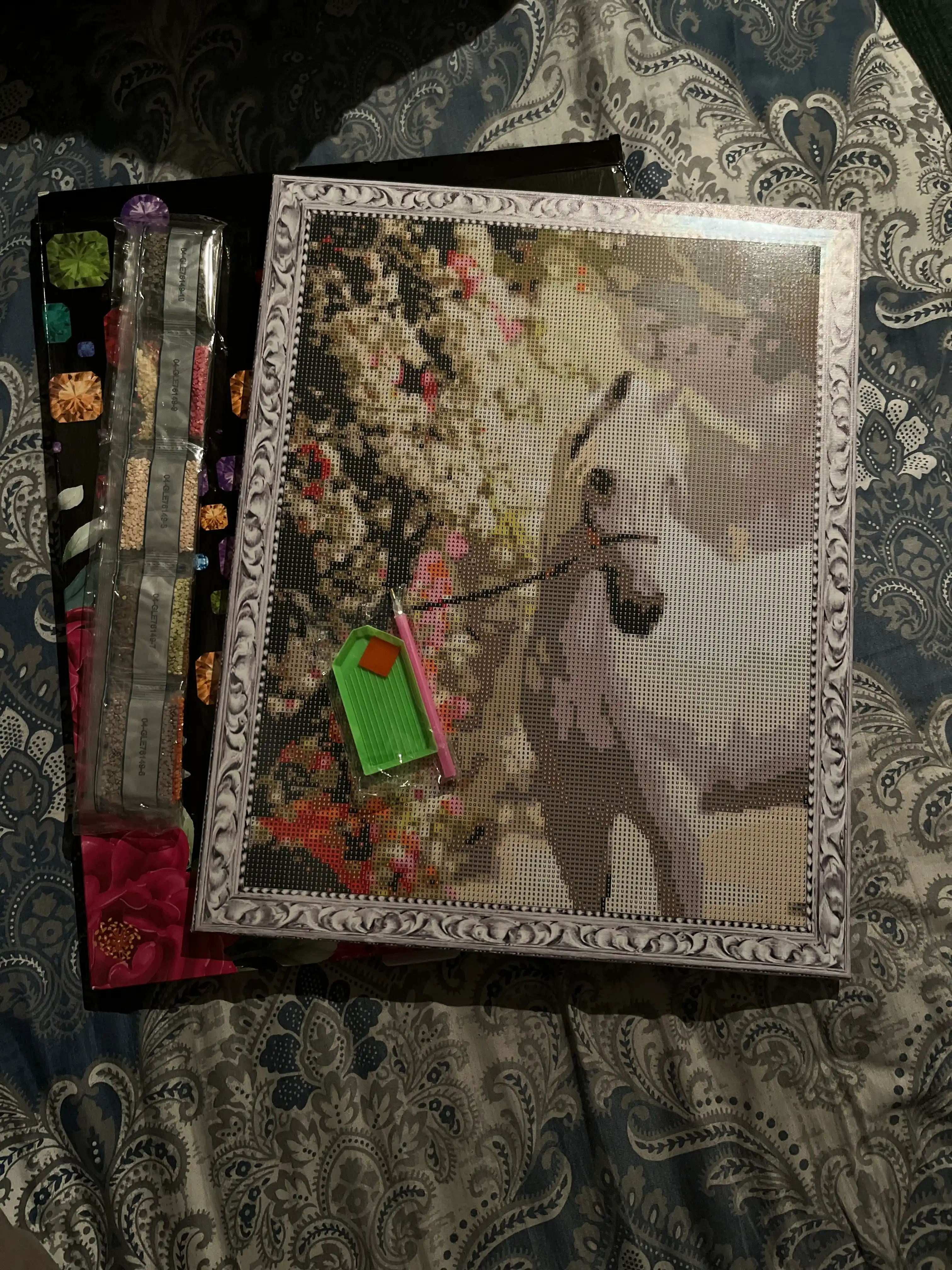 Olmosli mozaika, almazniy mazayka "HAYVONLAR" mavzusida, ramkaga tortilgan, 40*50 sm