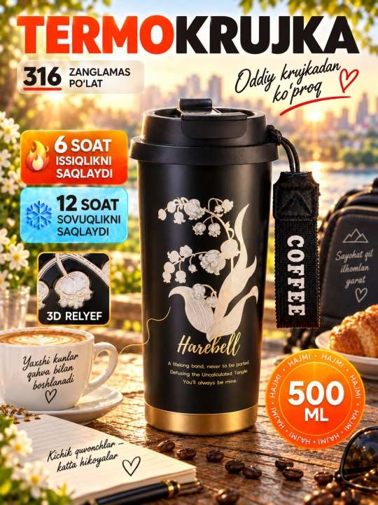 Термокружка 500ml – termokrujka, termo stakan, termokrujka coffee, avto termos - 