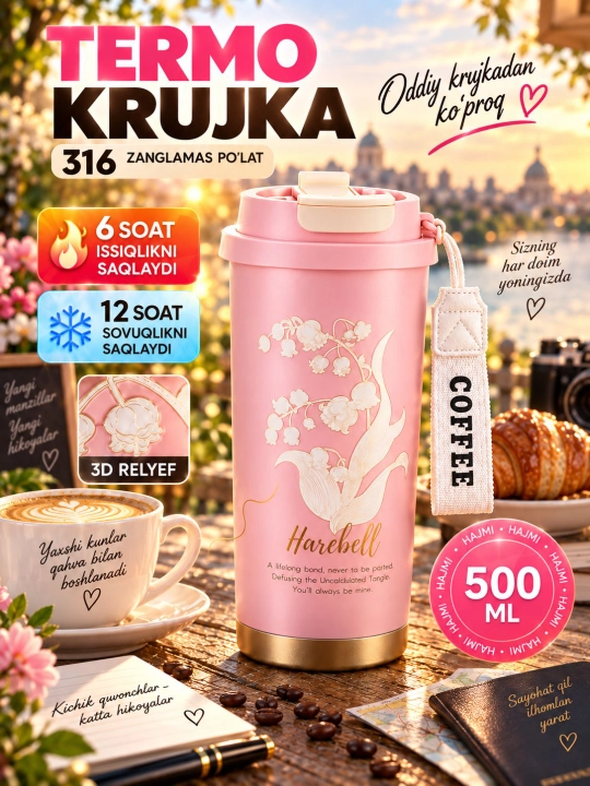 Термокружка 500ml – termokrujka, termo stakan, termokrujka coffee, avto termos - 