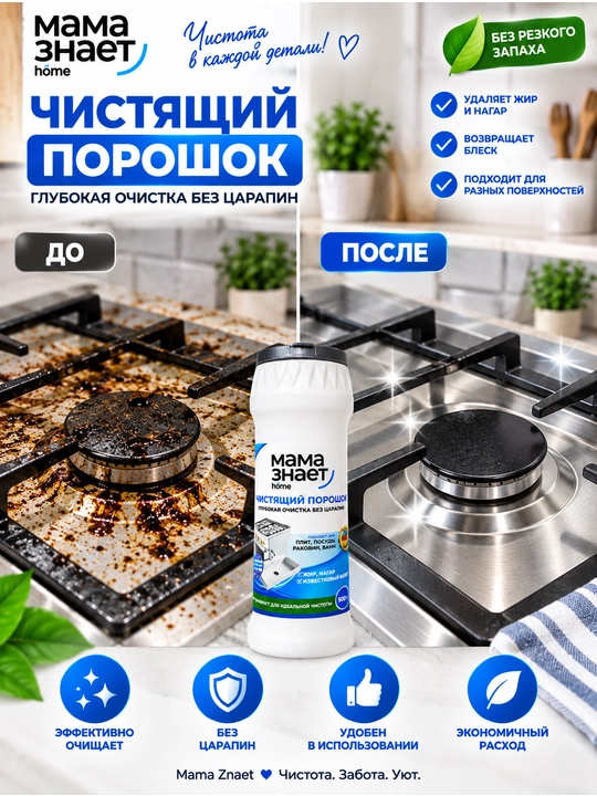 Mama Znaet Чистол — oshxona uchun universal tozalash vositasi