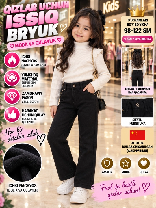 Qizlar uchun issiqlashtirilgan shim - 