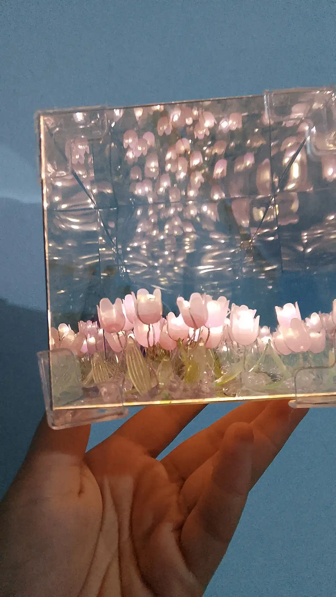 Cheksiz lolalar bilan 3D tungi chiroq