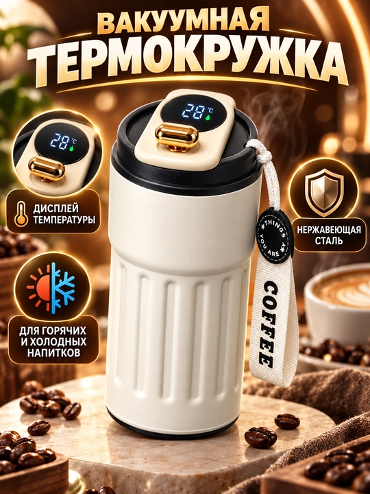 Zanglamaydigan po‘latdan tayyorlangan vakuumli termokrujka, tasmali - 