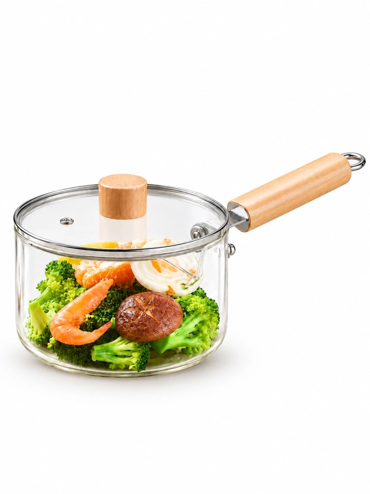 Стеклянная кастрюля с крышкой, прозрачная, 2,5 л, 20×10 см