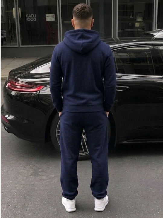 Erkaklar sport kostyumi, kulrang zip xudi va shim, zamonaviy kundalik kiyim