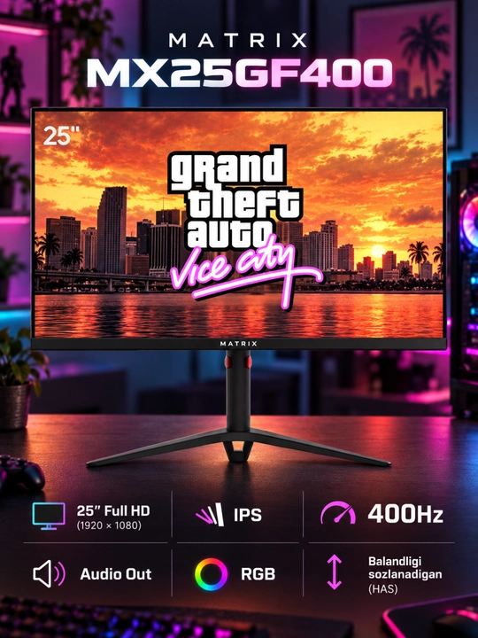 Монитор MATRIX, 27"/25", изогнутый/плоский, IPS, 200/240/280/300/400 Гц, гарантия 1 год - 