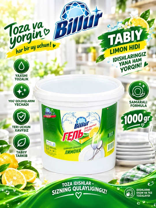 Billur idish yuvish uchun samarali gel - 