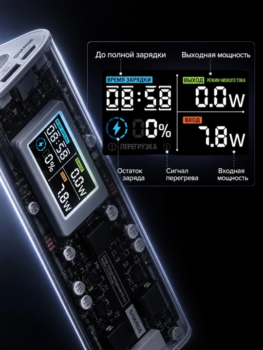 Повербанк SHARGE Shargeek 170, 24000 мА·ч, 170 Вт, USB-C PD 3.1, экран