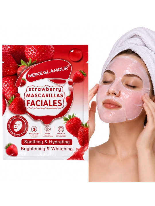 Meike Glamour Strawberry — увлажняющая тканевая маска для лица с экстрактом клубники