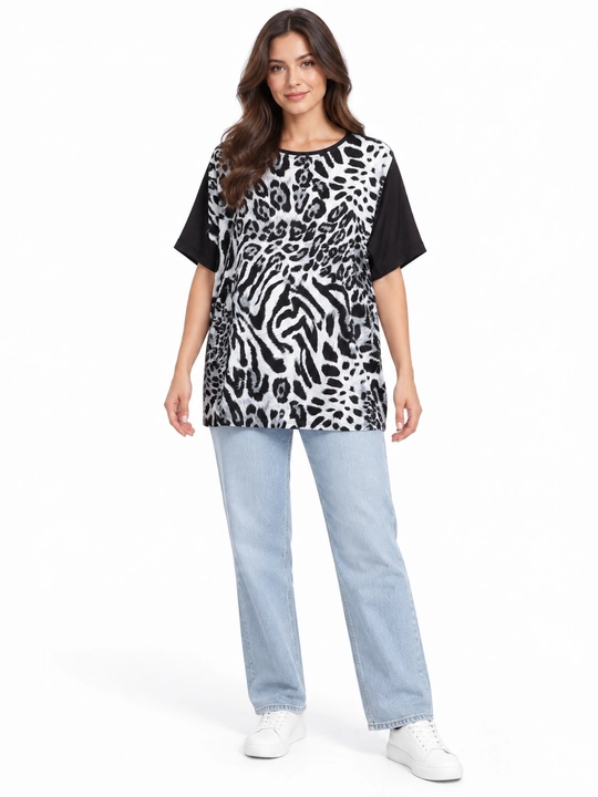 Ayollar uchun VINOLA qora-kulrang animal print tunika, Turkiya