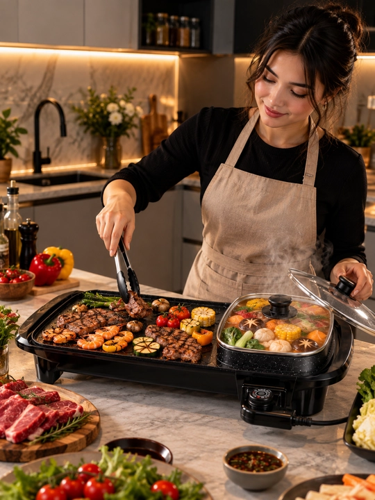 Zanglamaydigan po‘latdan ko‘chma elektr barbekyu grill – sayohatlar va pikniklar uchun
