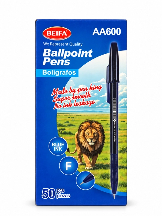 Шариковые ручки BEIFA AA600, синие чернила, тонкий наконечник, 50 шт - 