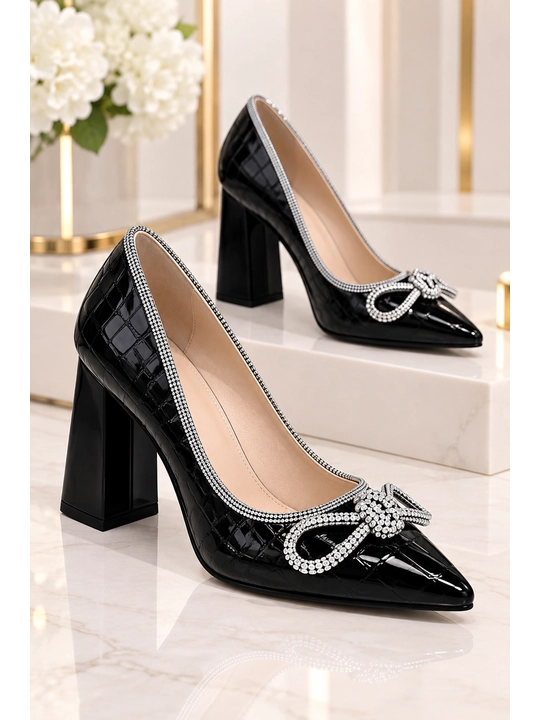 Ayollar uchun baland poshnali klassik tuflilar, bayramona, to‘y uchun, nafis va elegant - 