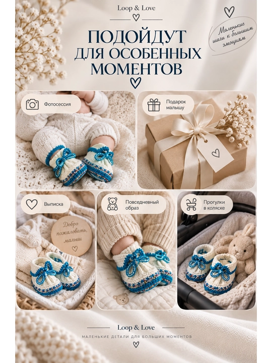 Вязаные детские пинетки