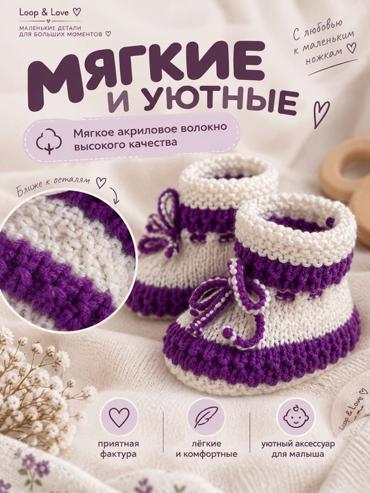 Вязаные детские пинетки