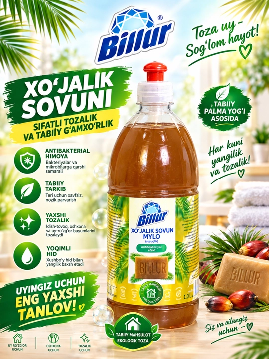 Billur Xo‘jalik Sovuni (Suyuqlik) 1.0 Litr - 