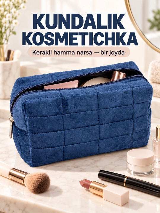 Ayollar kosmetichkasi zamokli, kosmetika va cho‘tkalar uchun sayohat organizatori - 
