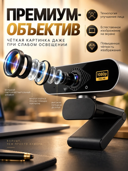Веб-камера 4K с микрофоном для компьютера, ПК и ноутбука, USB камера 8MP для стриминга