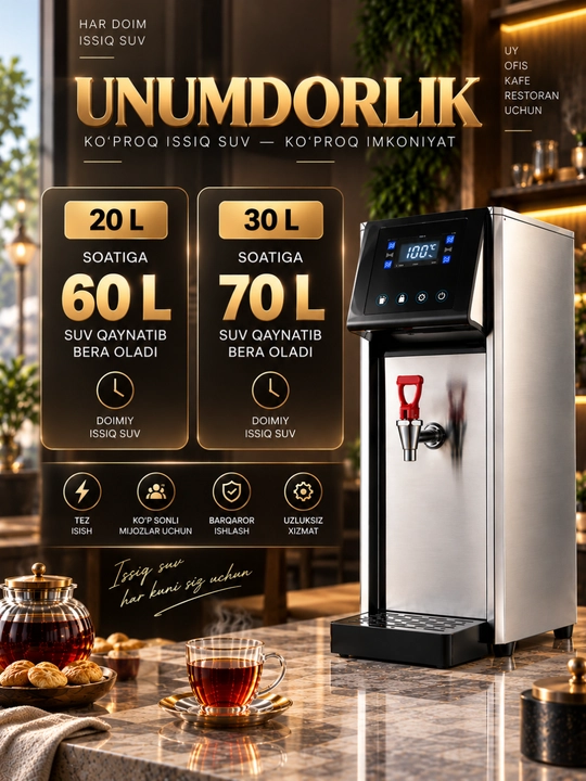 Elektr samovar, suv qaynatgich, avtomatik suv tortish, sensorli boshqaruv
