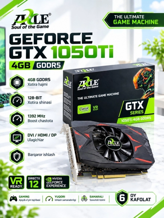 O‘yin videokartasi GeForce GTX 1050 Ti - 