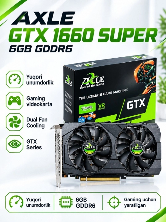 O‘yin videokartalari AXLE GTX 1660 SUPER / RTX 2060 SUPER - 