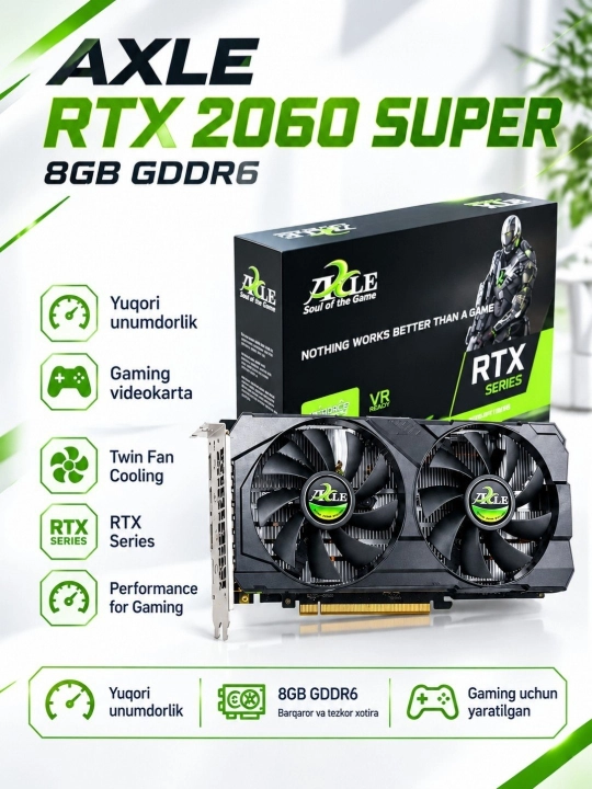 Игровые видеокарты AXLE GTX 1660 SUPER / RTX 2060 SUPER