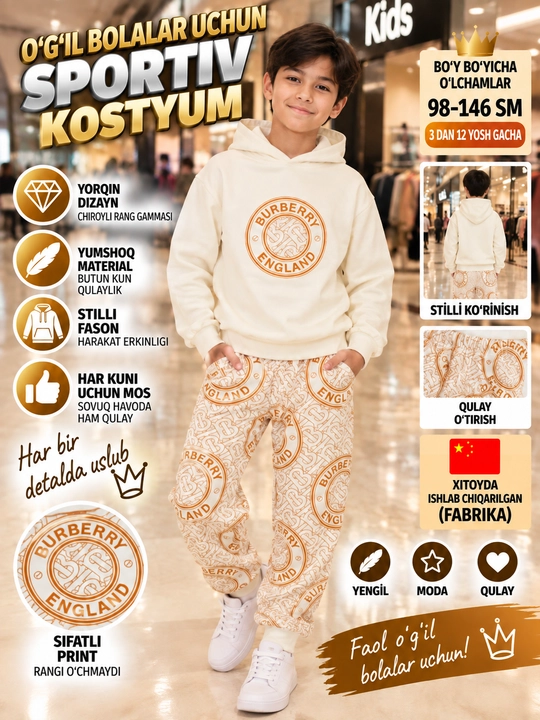 O'g'il bolalar uchun trikotaj sport kostyumi - 