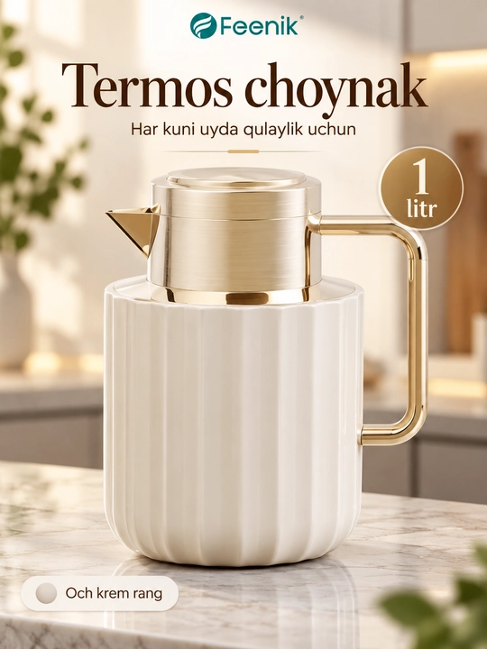 Termos choynak Feenik BC-R100G-3, och krem rang, 1 litr, 20×10 sm - 