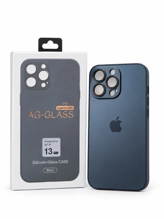 IPhone 13 Pro chexol, silikon + shisha, kamera himoyasi, premium, zarbaga chidamli