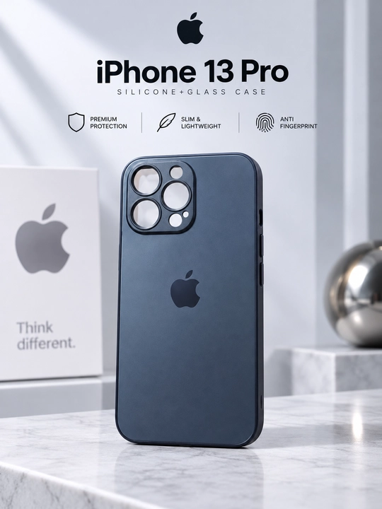 IPhone 13 Pro chexol, silikon + shisha, kamera himoyasi, premium, zarbaga chidamli - 