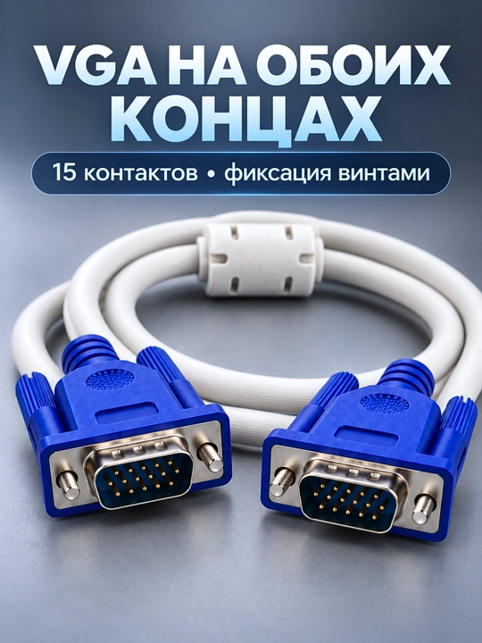 Кабель VGA–VGA для компьютера, монитора и проектора, 1,5–5 м