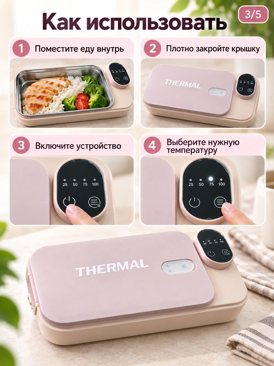 Подогреваемый контейнер для еды для детей, аккумуляторный ланч-бокс N5