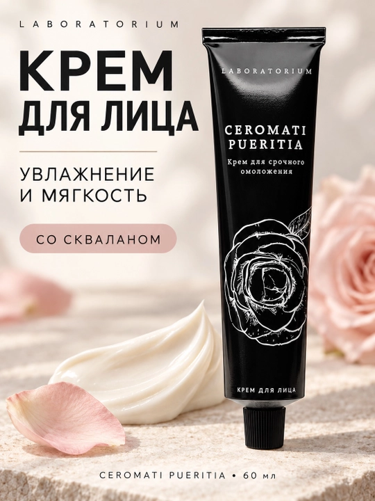 Увлажняющий крем для лица Laboratorium Ceromati Pueritia со скваланом, 60 мл - 